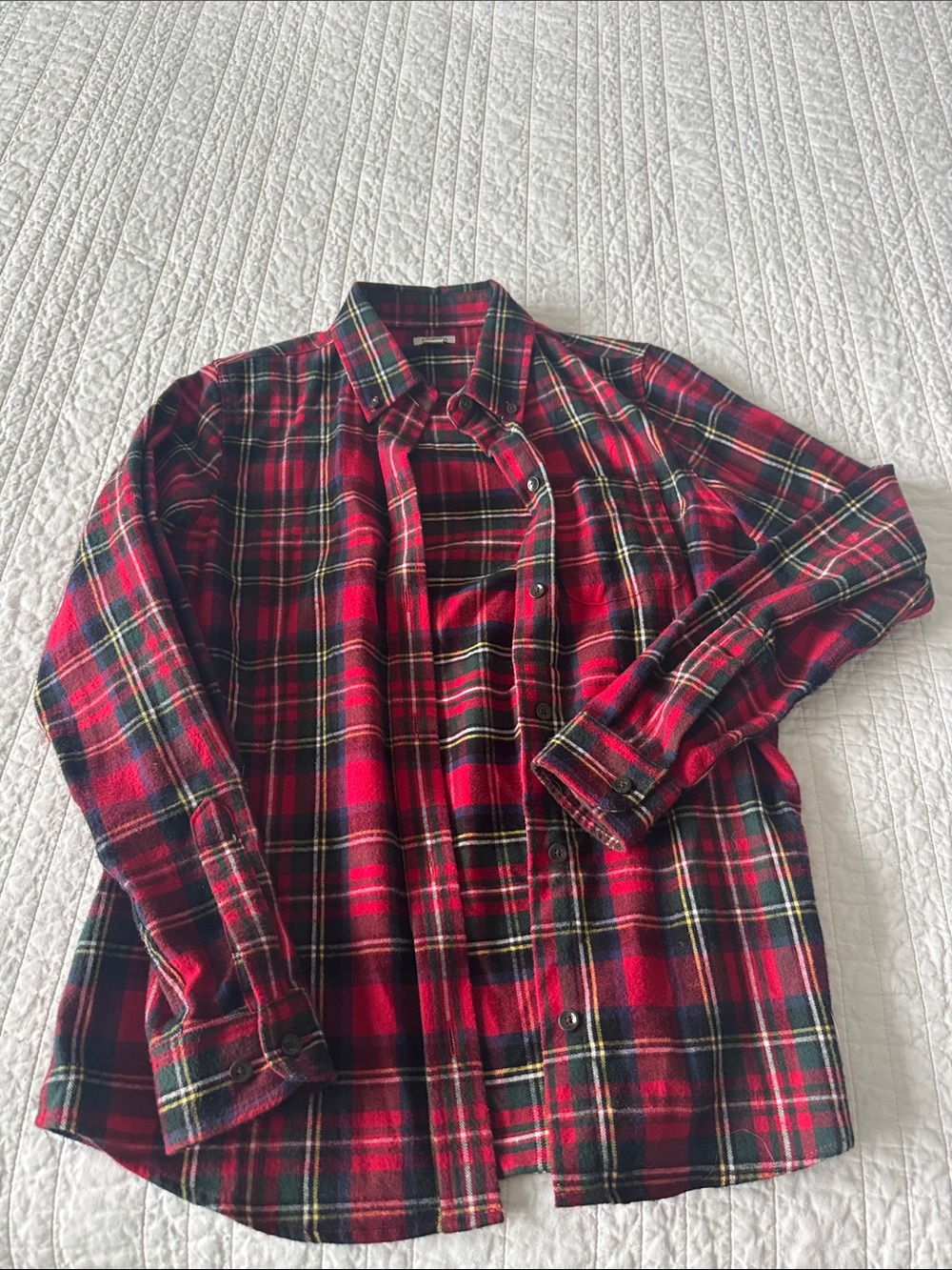 L.L. Bean Women's Red and Black Plaid Button-Down Shirt